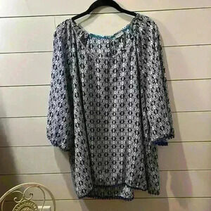 Eyeshadow Blue Paisley tunic, 1X